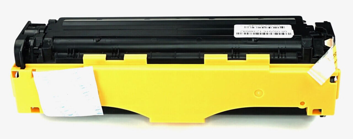 This is the back view of the Hewlett Packard 312A cyan replacement laserjet toner cartridge by NXT Premium toner