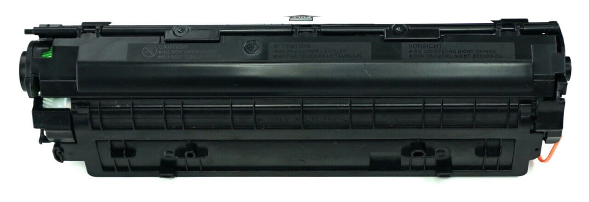 This is the back view of the Hewlett Packard 36A black replacement laserjet toner cartridge by NXT Premium toner