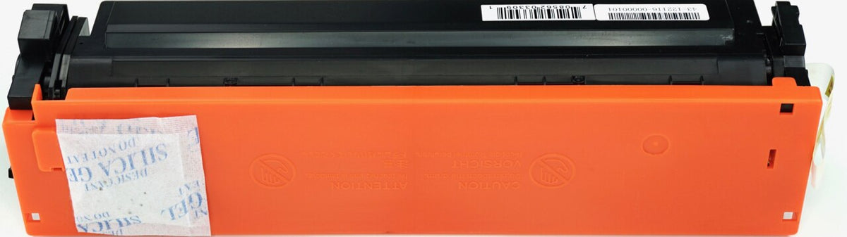 This is the back view of the Hewlett Packard 410A cyan replacement laserjet toner cartridge by NXT Premium toner