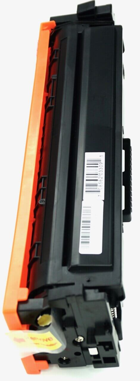 This is the right side view of the Hewlett Packard 410A cyan replacement laserjet toner cartridge by NXT Premium toner