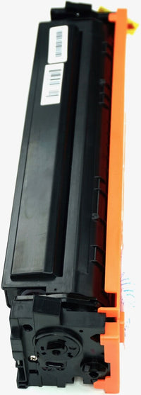 This is the left side view of the Hewlett Packard 410A magenta replacement laserjet toner cartridge by NXT Premium toner