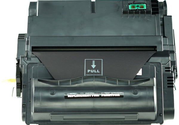 This is the front view of the Hewlett Packard 45A black replacement laserjet toner cartridge by NXT Premium toner