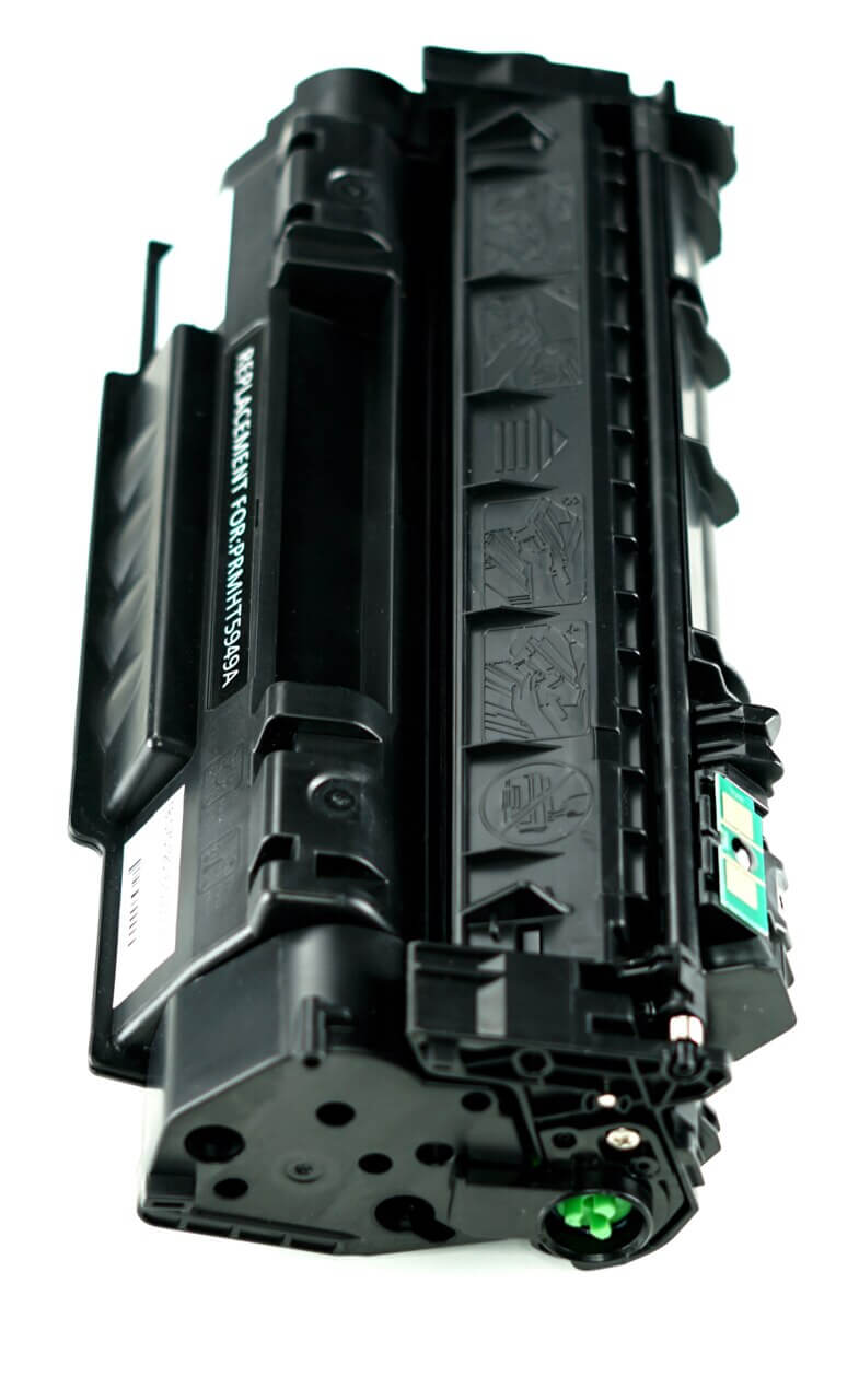 This is the side view of the Hewlett Packard 49A replacement laserjet toner cartridge by NXT Premium toner