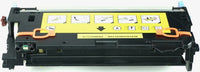 This is the back view of the Hewlett Packard 502A yellow replacement laserjet toner cartridge by NXT Premium toner