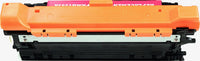 This is the back view of the Hewlett Packard 504A magenta replacement laserjet toner cartridge by NXT Premium toner