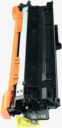 This is the left side view of the Hewlett Packard 504A black replacement laserjet toner cartridge by NXT Premium toner