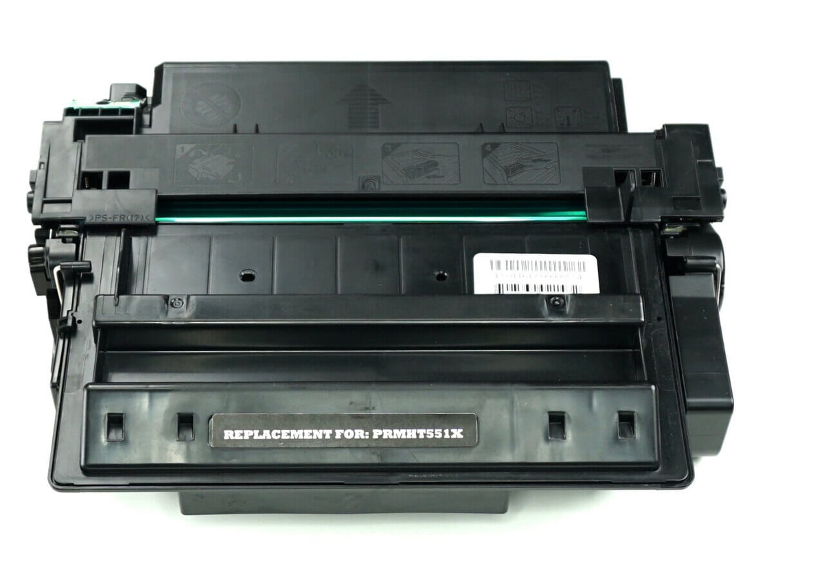This is the front view of the Hewlett Packard 51X black replacement laserjet toner cartridge by NXT Premium toner