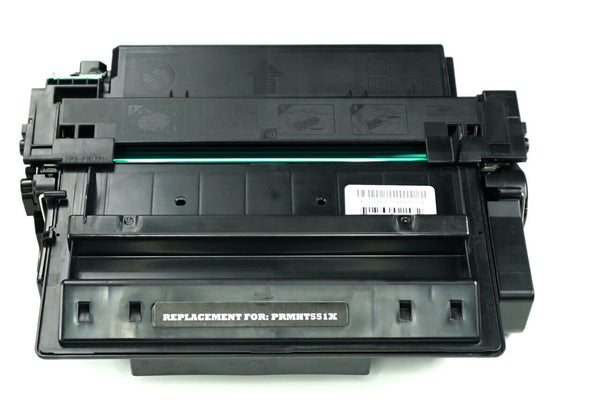 This is the front view of the Hewlett Packard 51X black replacement laserjet toner cartridge by NXT Premium toner