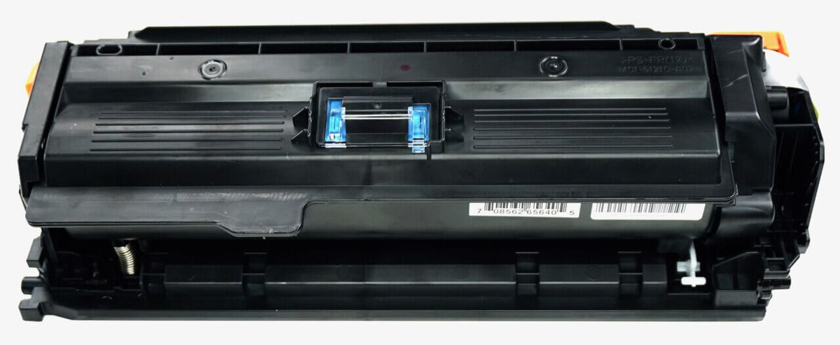 This is the back view of the Hewlett Packard 648A cyan replacement laserjet toner cartridge by NXT Premium toner