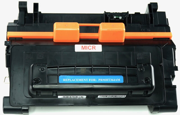 This is the front view of the Hewlett Packard 64A MICR replacement laserjet toner cartridge by NXT Premium toner