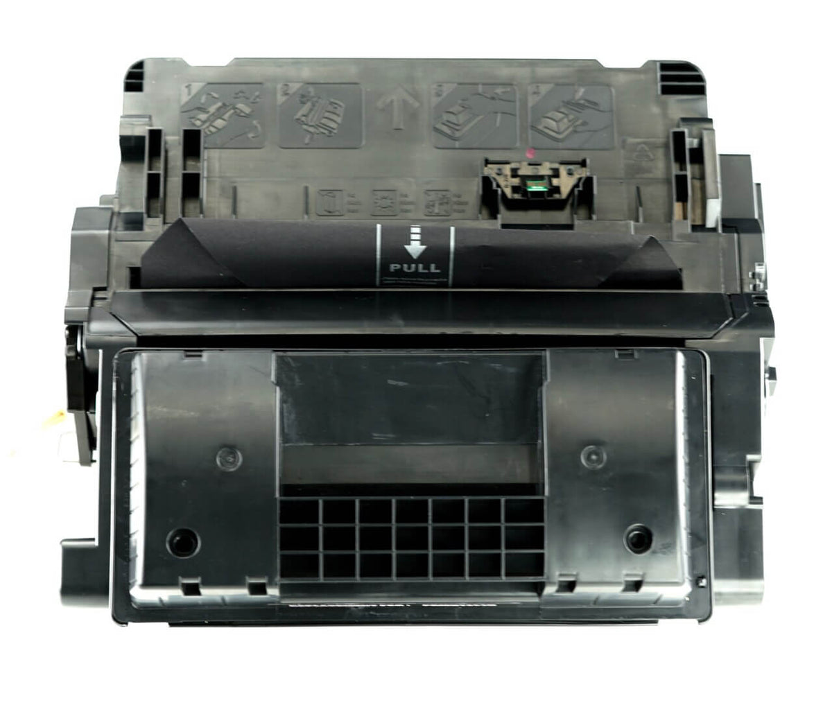 This is the front view of the Hewlett Packard 64X black replacement laserjet toner cartridge by NXT Premium toner