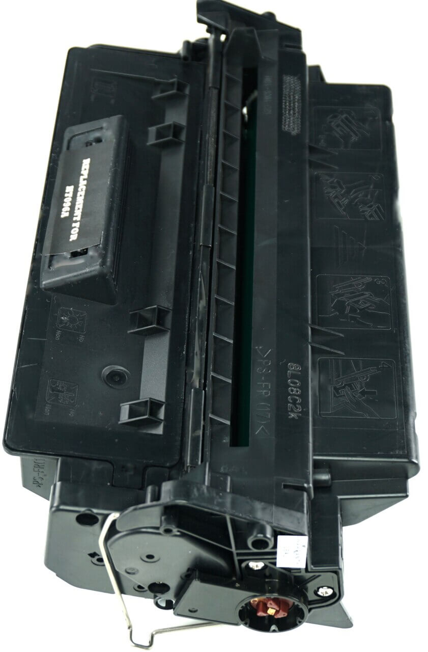 This is the right side view of the Hewlett Packard 96A black replacement laserjet toner cartridge by NXT Premium toner