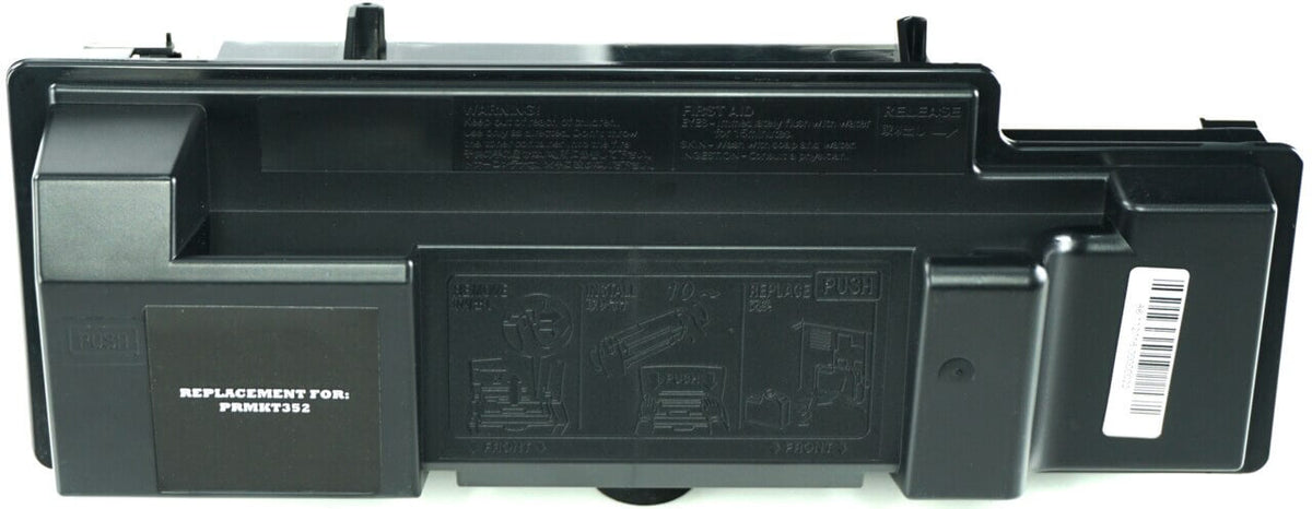 This is the front view of the Kyocera TK352 black replacement laserjet toner cartridge by NXT Premium toner