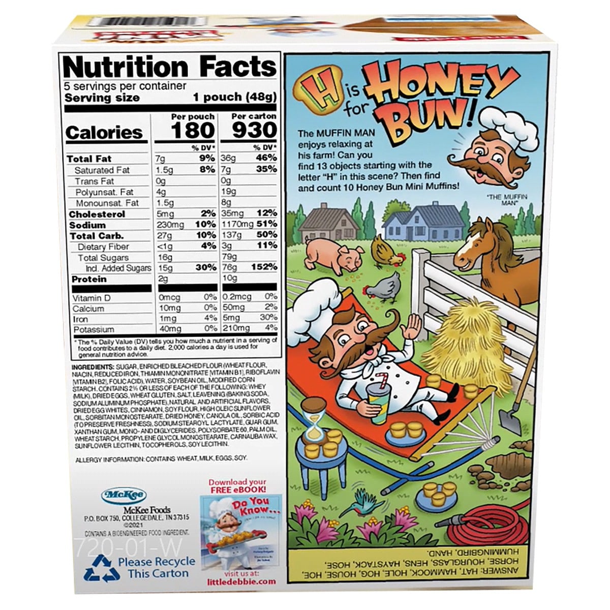 Little Debbie Honey Bun Mini Muffins Nutritional Information