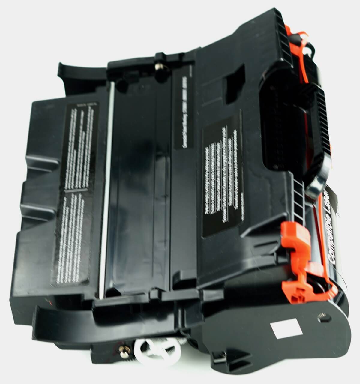 This is the second side view of the Lexmark T640 black replacement laserjet toner cartridge by NXT Premium toner