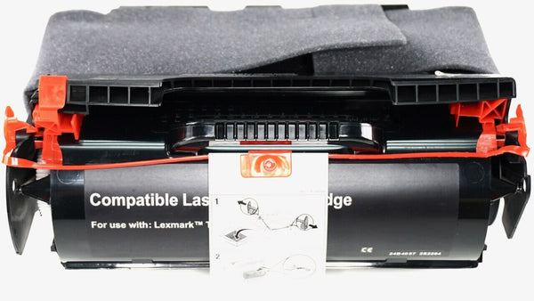 This is the front view of the Lexmark T644 black replacement laserjet toner cartridge by NXT Premium toner