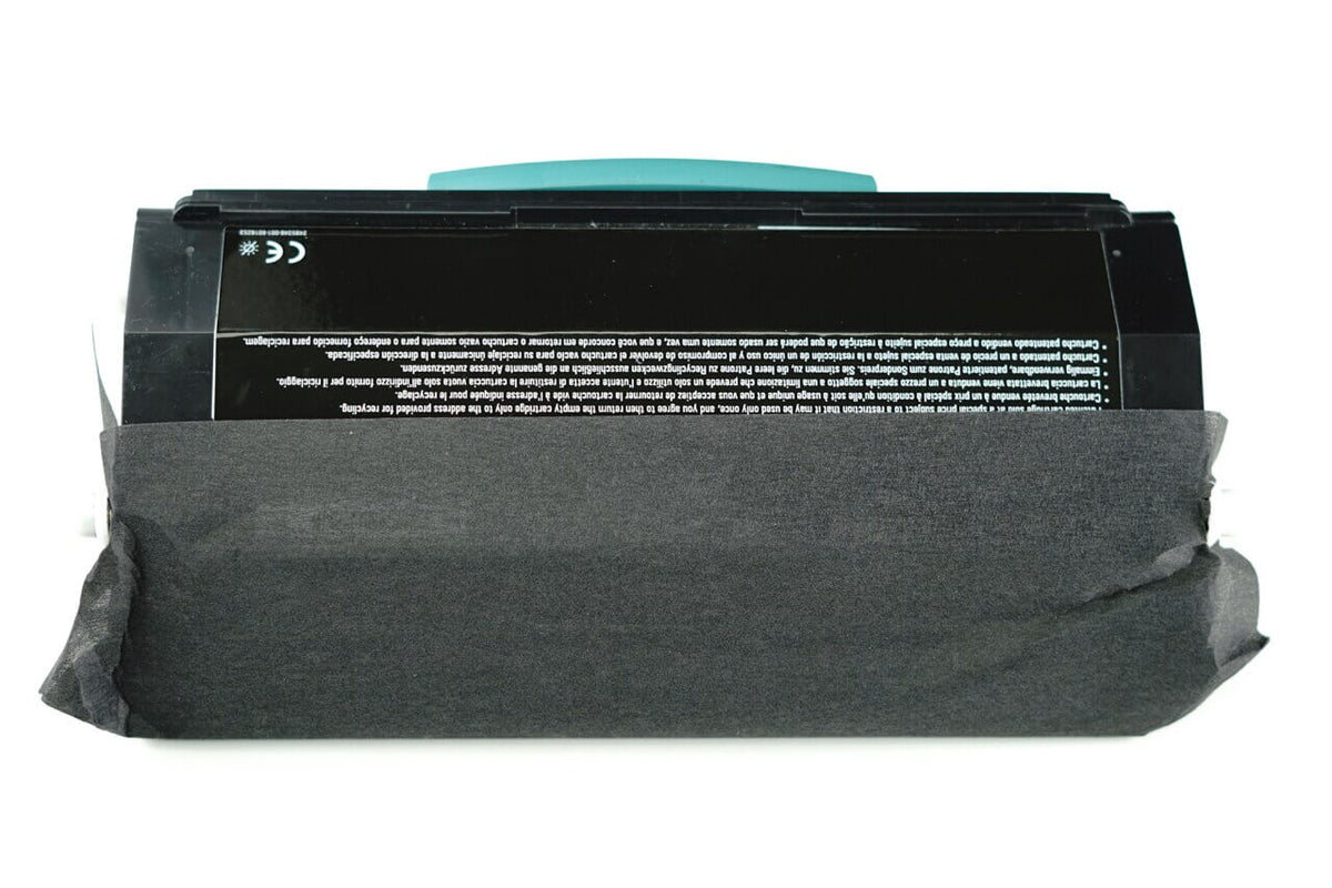 This is the back view of the Lexmark E260 replacement laserjet toner cartridge by NXT Premium toner