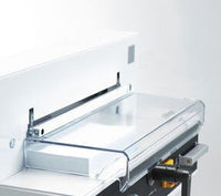The transparent safety guard  on the 4315 Semi-automatic cutter makes it so that a cut can only be executed if the hinged safety guard is in the closed position and the blade safety catch is released.