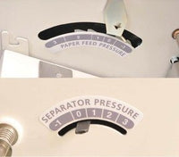 This is an image of the paper feed/Separator pressure adjustment. Paper feed pressure adjustment helps the machine to feed a wider range of stocks, and the separator pressure adjustment prevents double feeds.