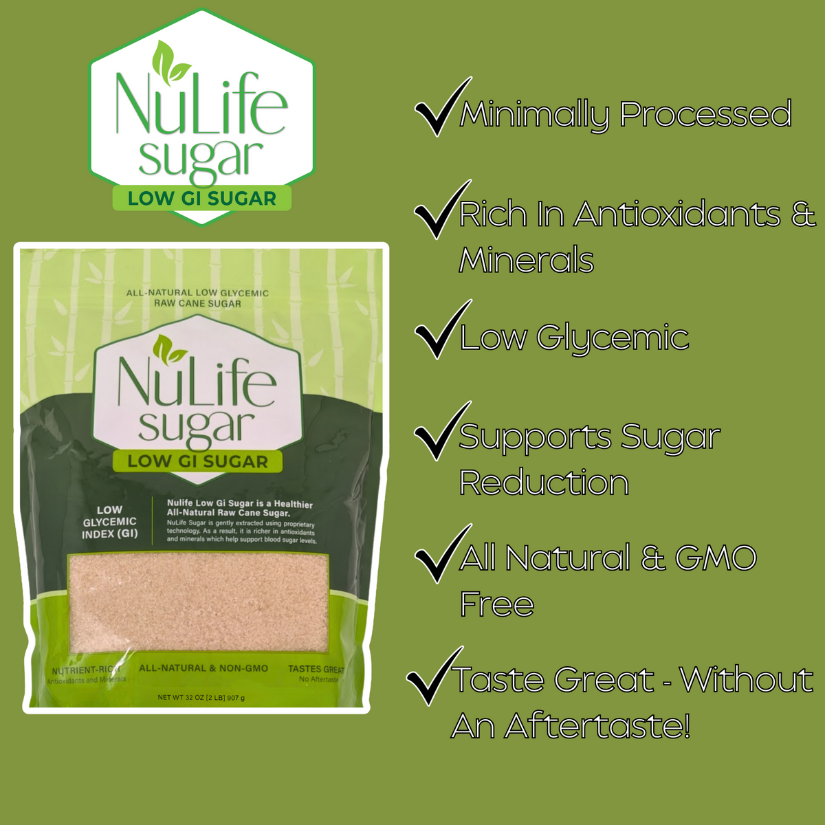 NuLife Low GI Sugar, 2 lb. Bag (Infopic)