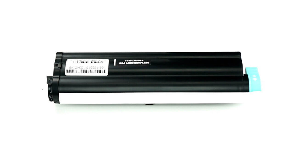 This is the back view of the Okidata 43502001 Black replacement laserjet toner cartridge by NXT Premium toner
