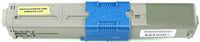 This is the front view of the Okidata 44469701 yellow replacement laserjet toner cartridge by NXT Premium toner