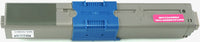 This is the back view of the Okidata 44469702 magenta replacement laserjet toner cartridge by NXT Premium toner