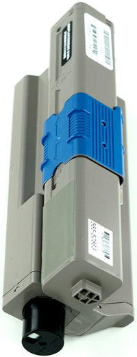 This is the left side view of the Okidata 44469801 black replacement laserjet toner cartridge by NXT Premium toner