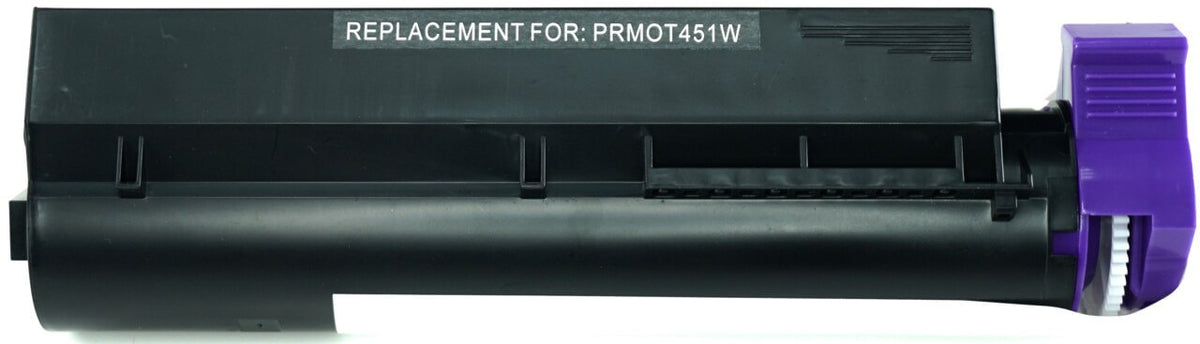 This is the front view of the Okidata 44992405 black replacement laserjet toner cartridge by NXT Premium toner