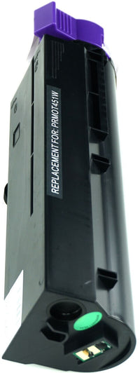 This is the right side view of the Okidata 44992405 black replacement laserjet toner cartridge by NXT Premium toner