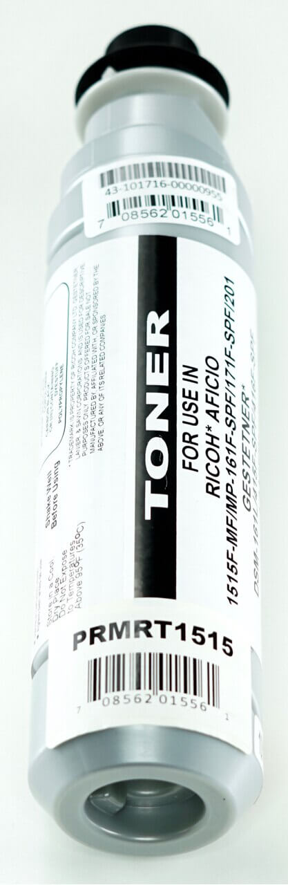 This is the side view of the Ricoh Aficio 1515 black replacement laserjet toner cartridge by NXT Premium toner