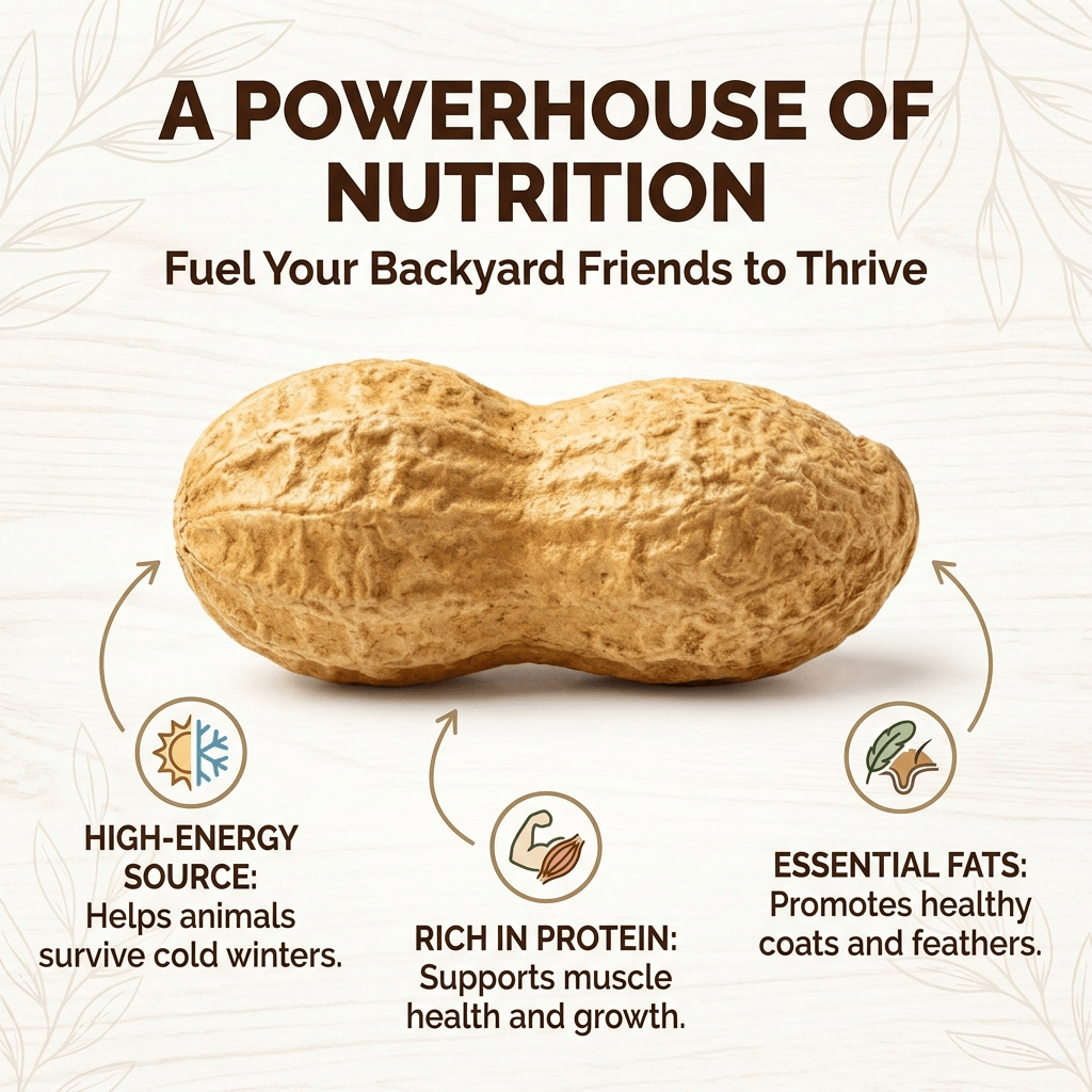 In-shell Wakefield Virginia peanut showing protein, healthy fat, and nutritional value for backyard animals