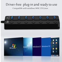 USB Hub with LED Indicators and Individual On Off Switches, 7 Port (Connectivity)