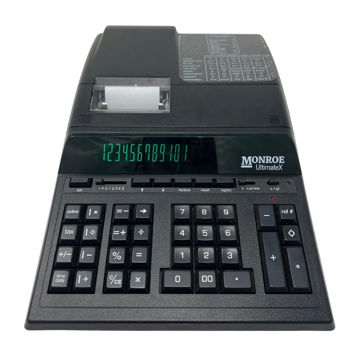 Monroe UltimateX Bundle - Includes (1) UltimateX Heavy-Duty Printing Calculator with a Foam Elevation Wedge, (6) M33X Ribbon Cartridges, and (12) Premium Paper Rolls (ULTXBSP1) (Calculator Only)