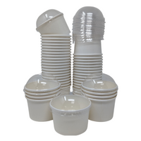 Delightful Packaging 4 Ounce Ice Cream Cups (White Cup Stacks With Lids)