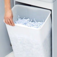 MBM Destroyit 2503 Cross Cut Shredder waste basket with shreddings